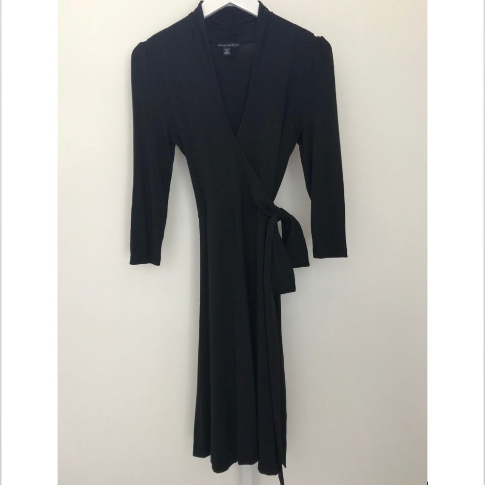 BANANA REPUBLIC BLACK FAUX WRAP RAYON SPANDEX DRESS SIZE XS NWOTS!
